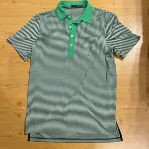 RLX Ralph Lauren Green and White Striped Polo Shirt
